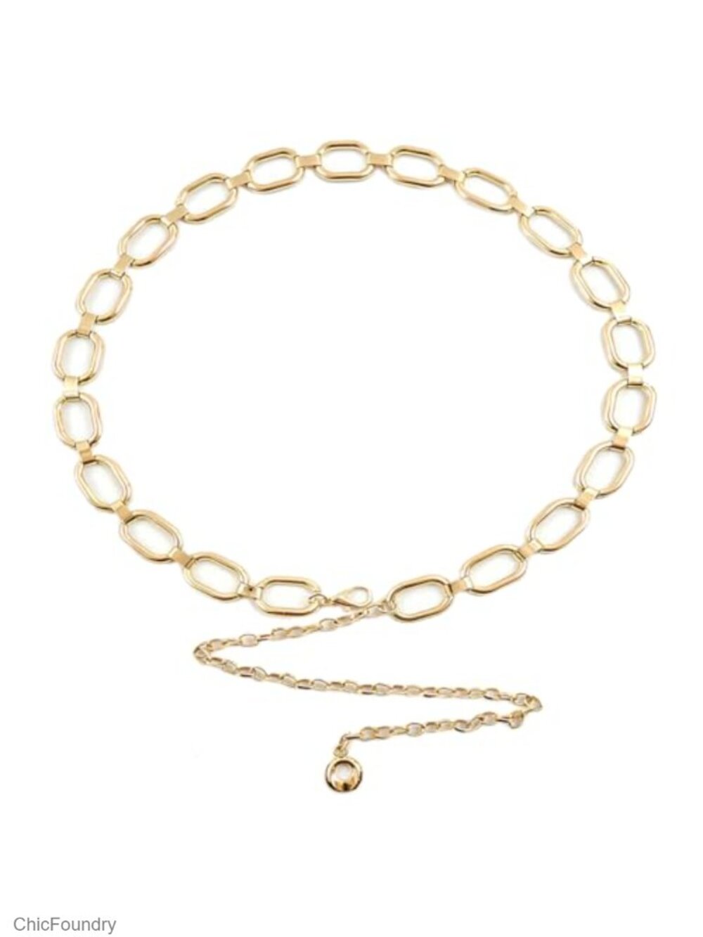 O-Ring Metal Waist Chain Belt for Women Adjustable Link Belt Alloy Dress Belt